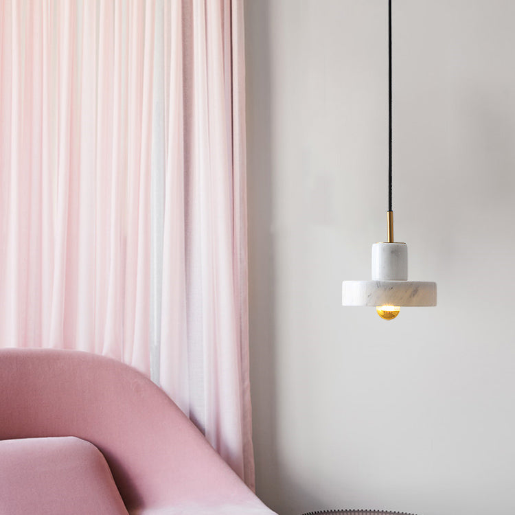 Pendentif en marbre géométrique Postmodern 1-bulbe petite lumière suspendue pour salle à manger