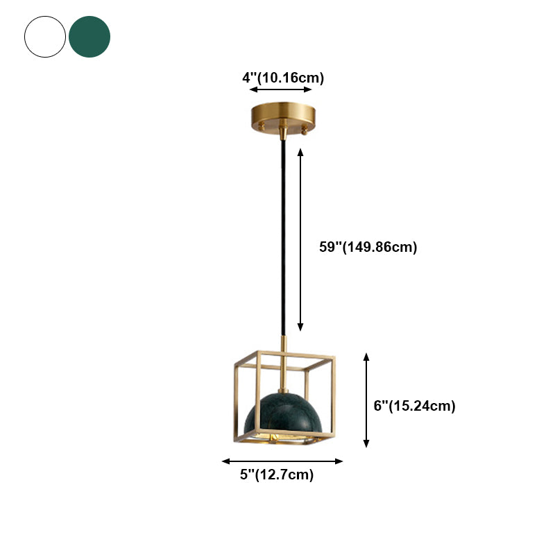 Pendentif en marbre géométrique Postmodern 1-bulbe petite lumière suspendue pour salle à manger