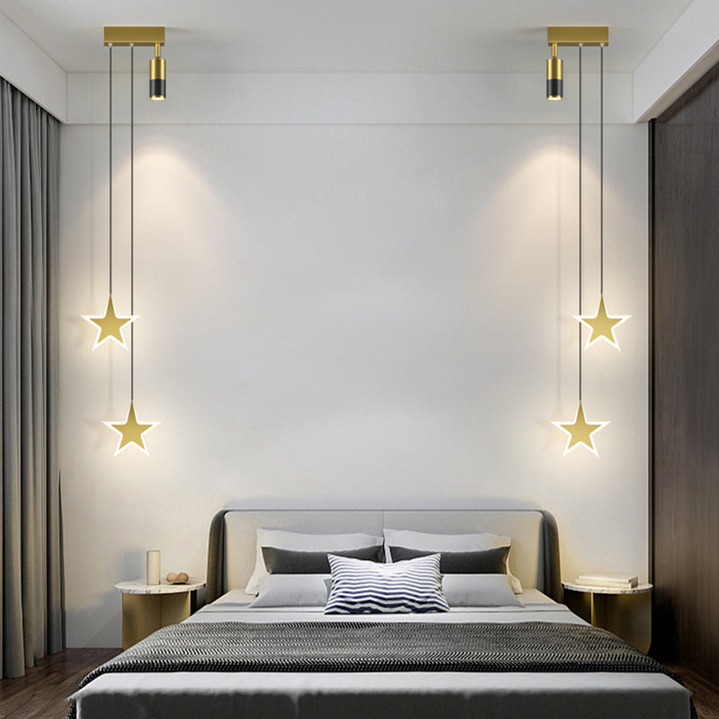Modern Pendant Light Minimalist Metal Bedroom LED Hanging Light Fixture