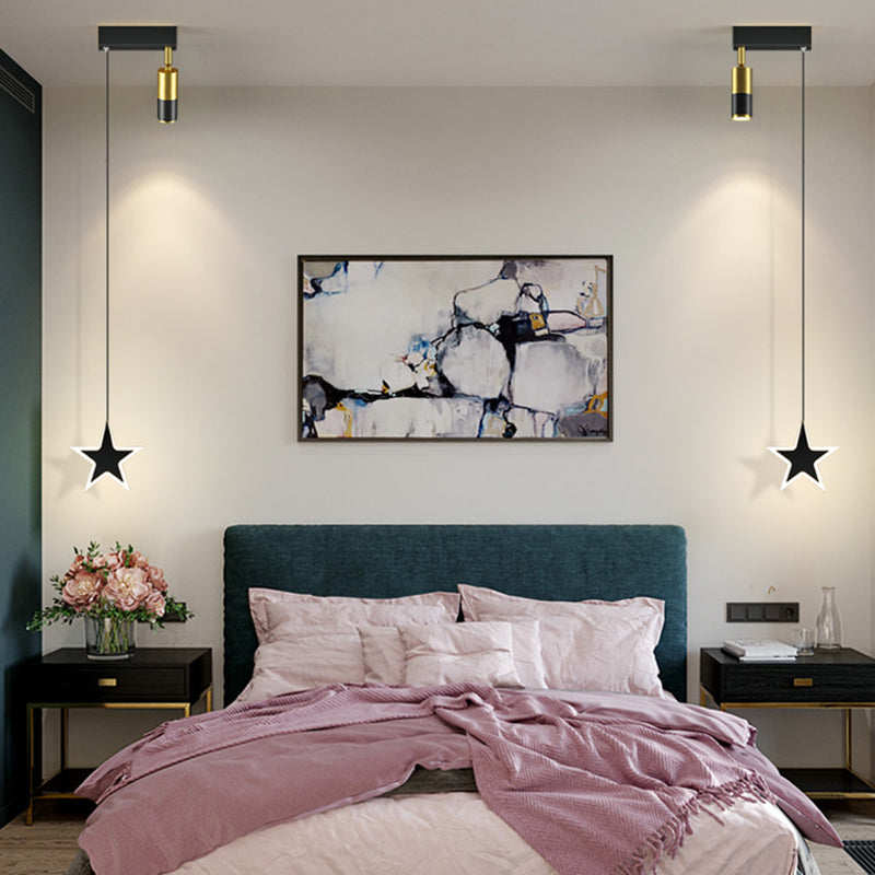 Modern Pendant Light Minimalist Metal Bedroom LED Hanging Light Fixture