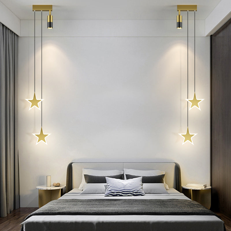 Modern Pendant Light Minimalist Metal Bedroom LED Hanging Light Fixture