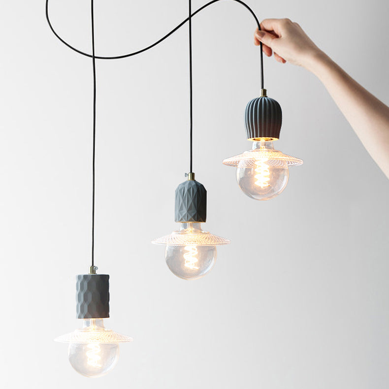 Mini-luminaire pendentif créatif nordique ciment monomoteur de bulbe bleu lumière suspendue pour le café