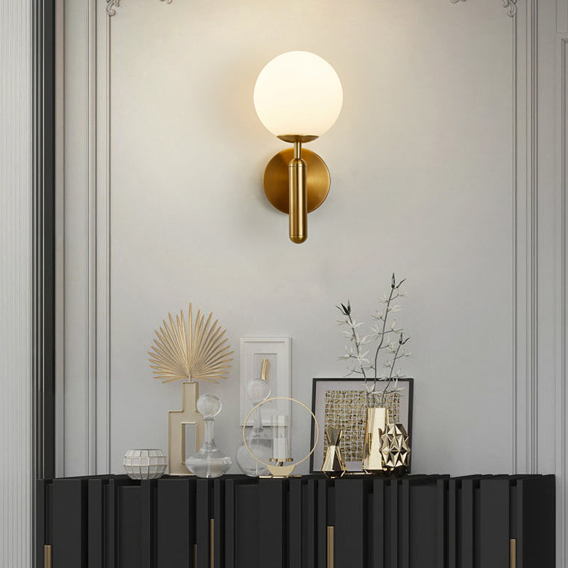 Nordische Wand montieren leichte moderne runde Glasschatten Wandleuchte für Wohnzimmer