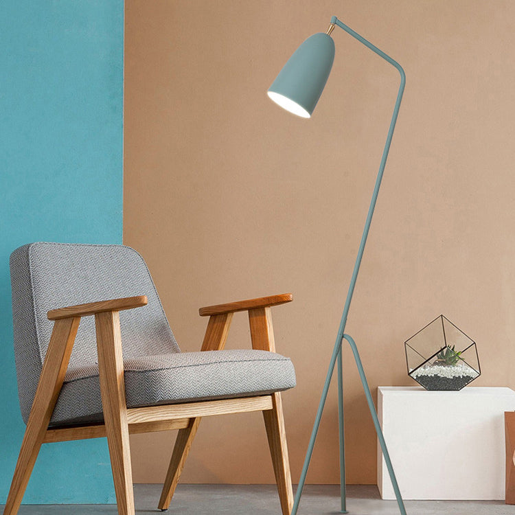 Macaron Tripod Floor Lamp Metal 1-Light Living Room Floor Light with Swivel Shade