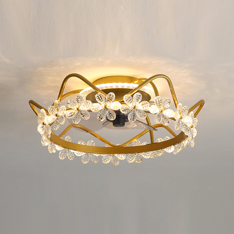 Lampada a ventola a soffitto in metallo in stile semplice con lama a ventola ABS