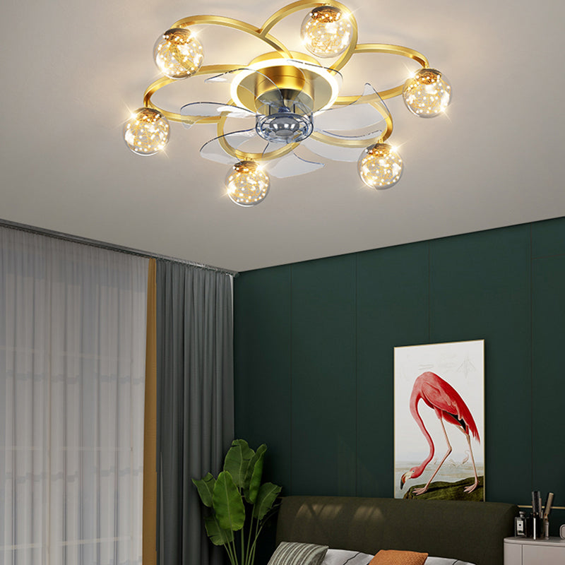 Lampada a ventola a soffitto in metallo in stile semplice con lama a ventola ABS
