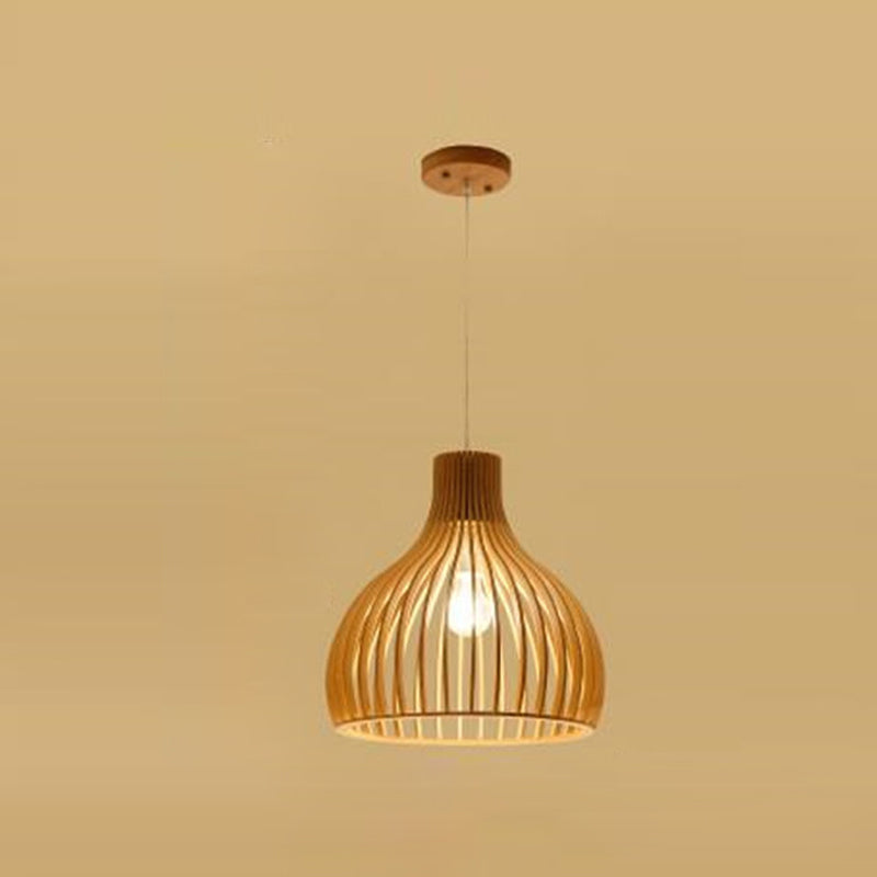 Éclairage suspendu de style contemporain avec une teinte en bois avec une teinte en bois