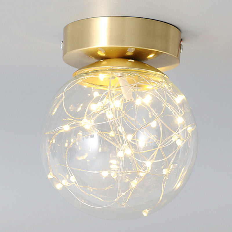 Plafonnier en forme de boule, style moderne et simple, en verre, 1 lumière, montage encastré, pour allée de balcon