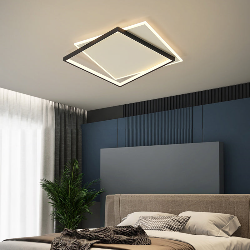 Black and White LED Flush Mount in Modern Concise Style Iron Square Ceiling Light with Acrylic Shade