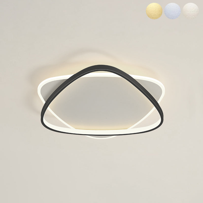 Black and White LED Flush Mount in Modern Style Iron Geometric Ceiling Fixture with Acrylic Shade