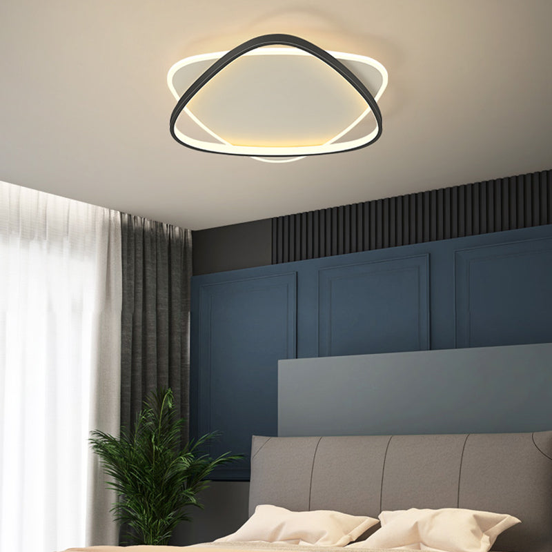Plafonnier LED noir et blanc de style moderne, plafonnier géométrique en fer avec abat-jour en acrylique