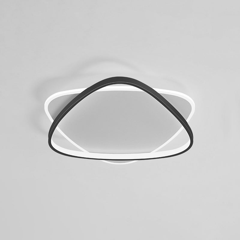 Plafonnier LED noir et blanc de style moderne, plafonnier géométrique en fer avec abat-jour en acrylique