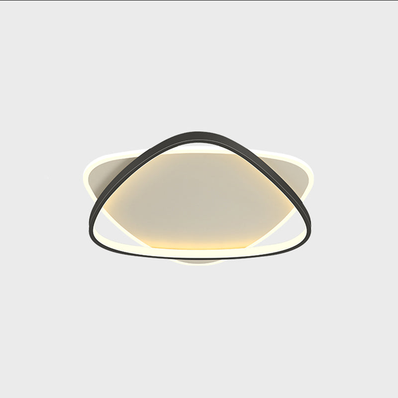 Plafonnier LED noir et blanc de style moderne, plafonnier géométrique en fer avec abat-jour en acrylique