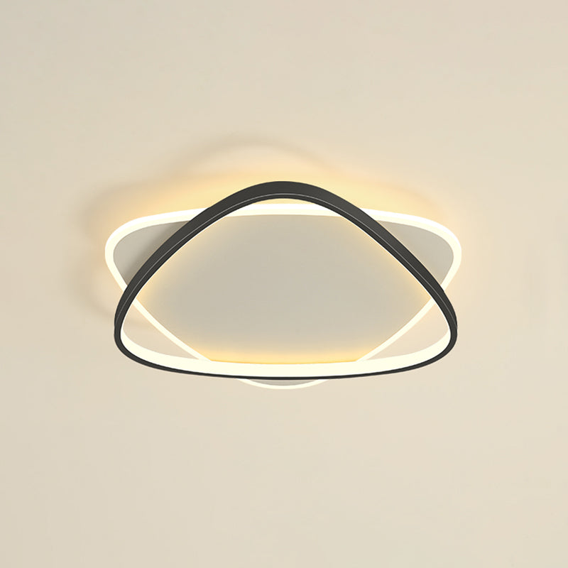 Plafonnier LED noir et blanc de style moderne, plafonnier géométrique en fer avec abat-jour en acrylique