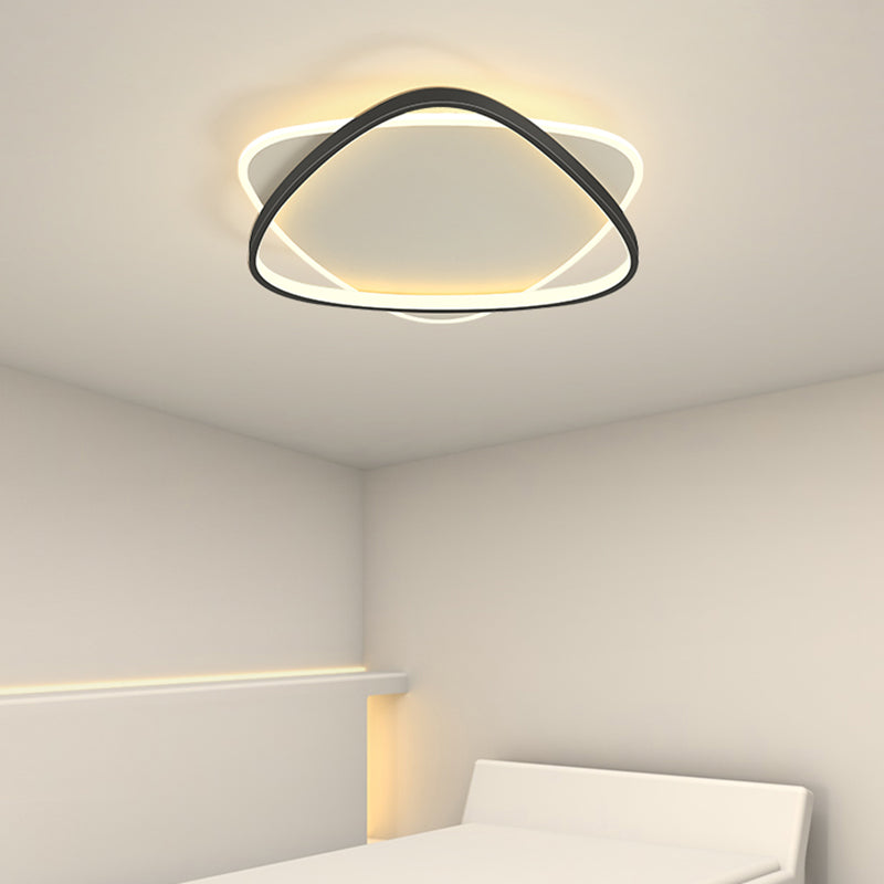 Plafonnier LED noir et blanc de style moderne, plafonnier géométrique en fer avec abat-jour en acrylique