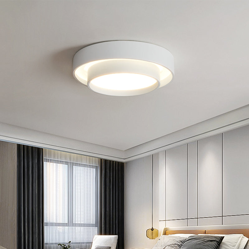 Modern Minimalist LED Ceiling Fixture Plastic Circular Flush Mount with Acrylic Shade