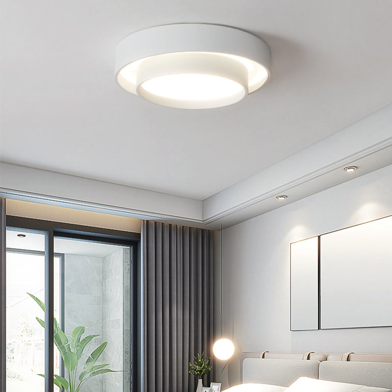 Modern Minimalist LED Ceiling Fixture Plastic Circular Flush Mount with Acrylic Shade