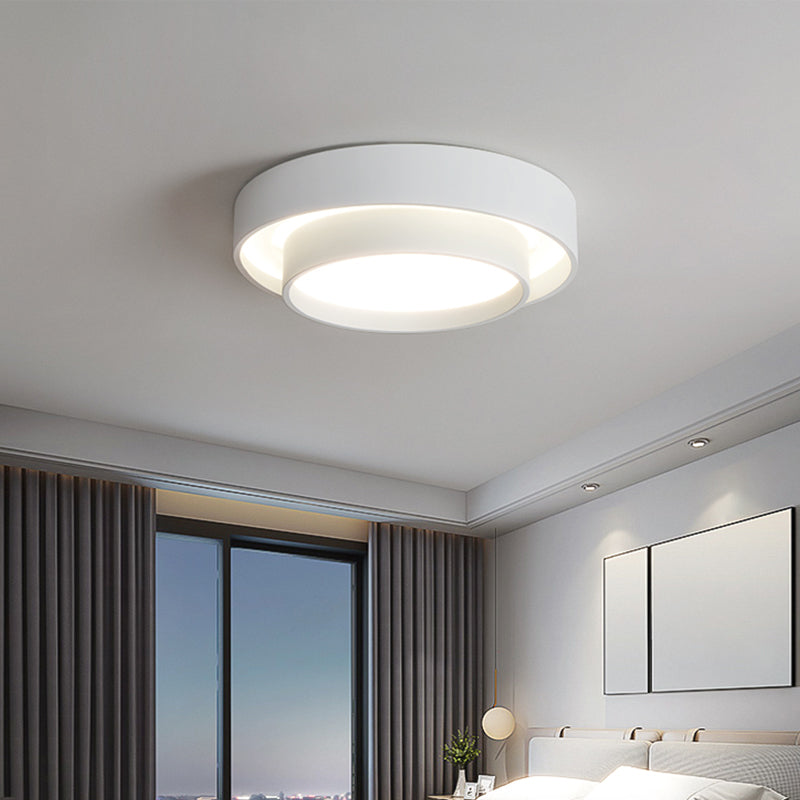 Modern Minimalist LED Ceiling Fixture Plastic Circular Flush Mount with Acrylic Shade
