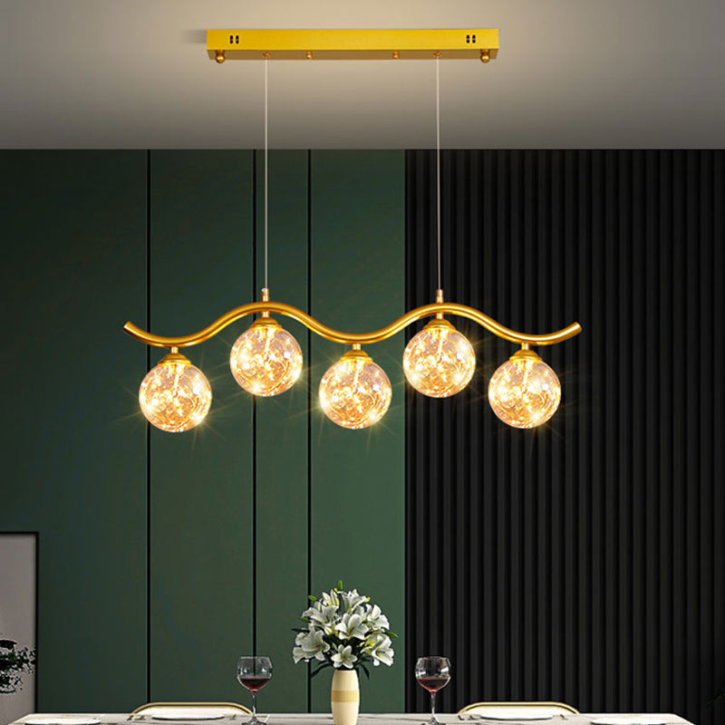 Kugelförmige Forminselanhänger zeitgenössisches Glas 5 leichte hängende Lichter