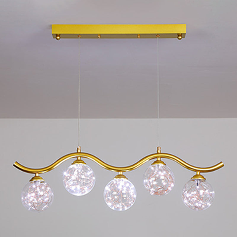 Kugelförmige Forminselanhänger zeitgenössisches Glas 5 leichte hängende Lichter