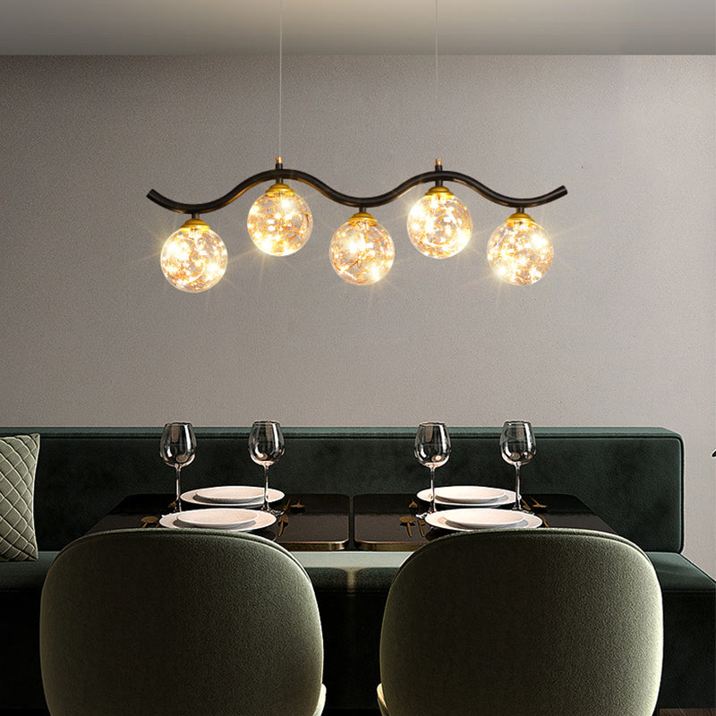 Kugelförmige Forminselanhänger zeitgenössisches Glas 5 leichte hängende Lichter