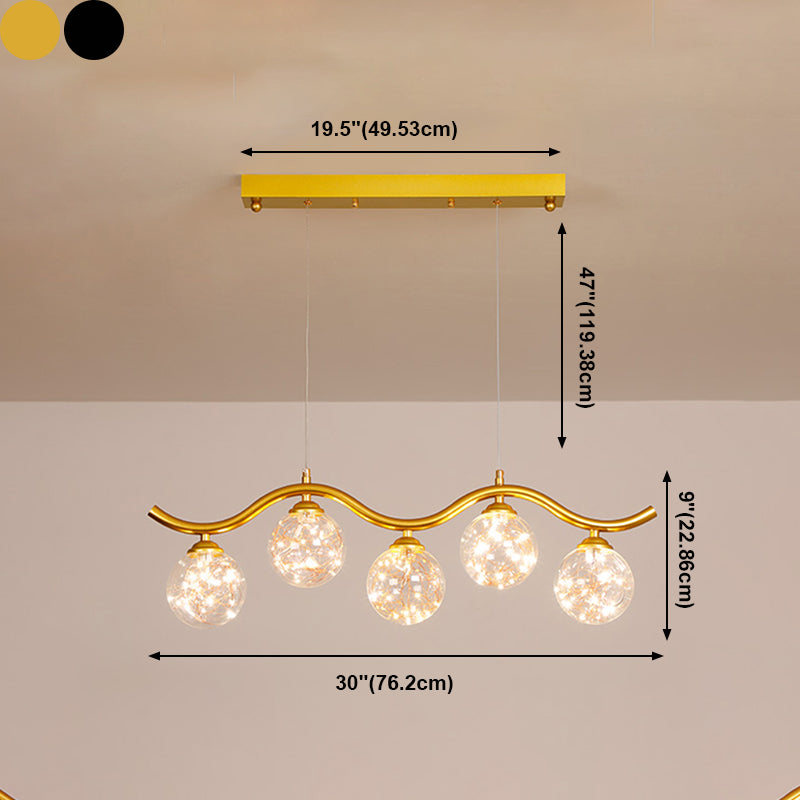Kugelförmige Forminselanhänger zeitgenössisches Glas 5 leichte hängende Lichter