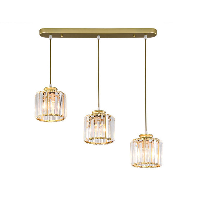 Contemporary Island Light Fixtures Crystal Cylinder Island Lights