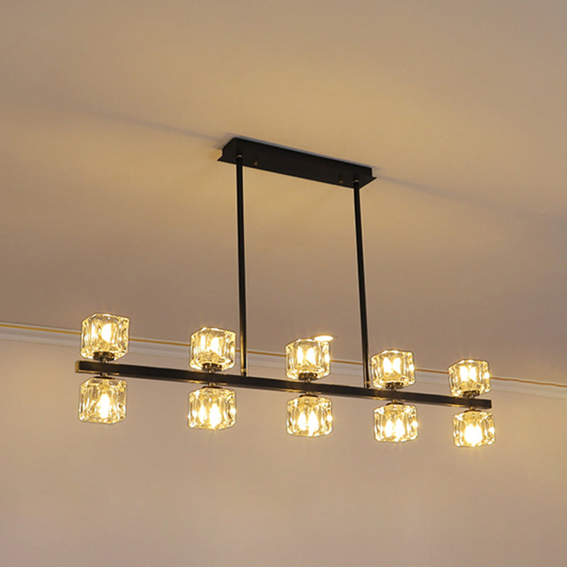 Contemporary Island Light Fixture Crystal Cube Island Lights for Kitchen
