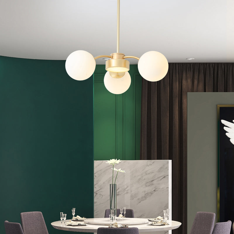 Nordic Spherical Pendant Light White Glass Hanging Light for Living Room