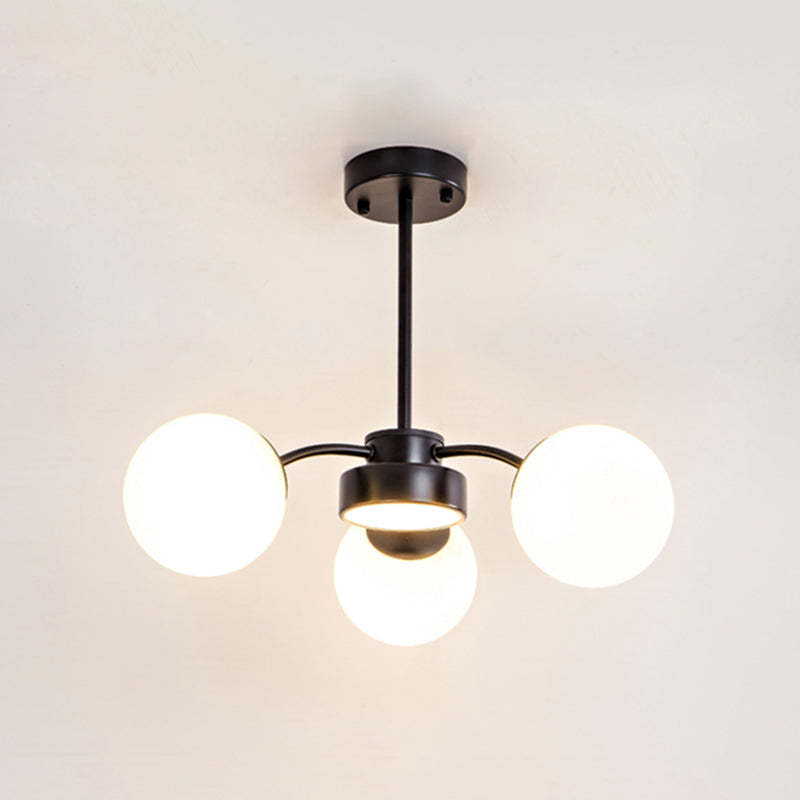 Nordic Spherical Pendant Light White Glass Hanging Light for Living Room