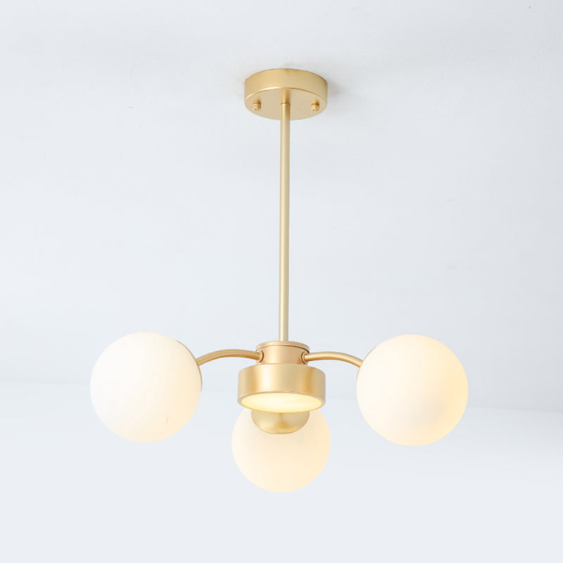 Nordic Spherical Pendant Light White Glass Hanging Light for Living Room