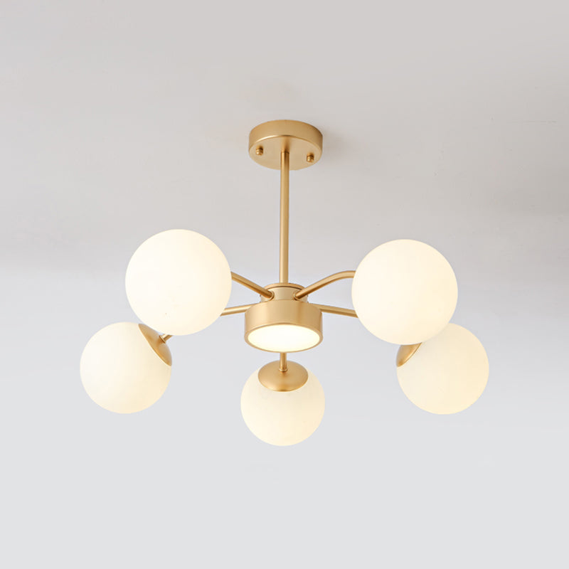 Nordic Spherical Pendant Light White Glass Hanging Light for Living Room