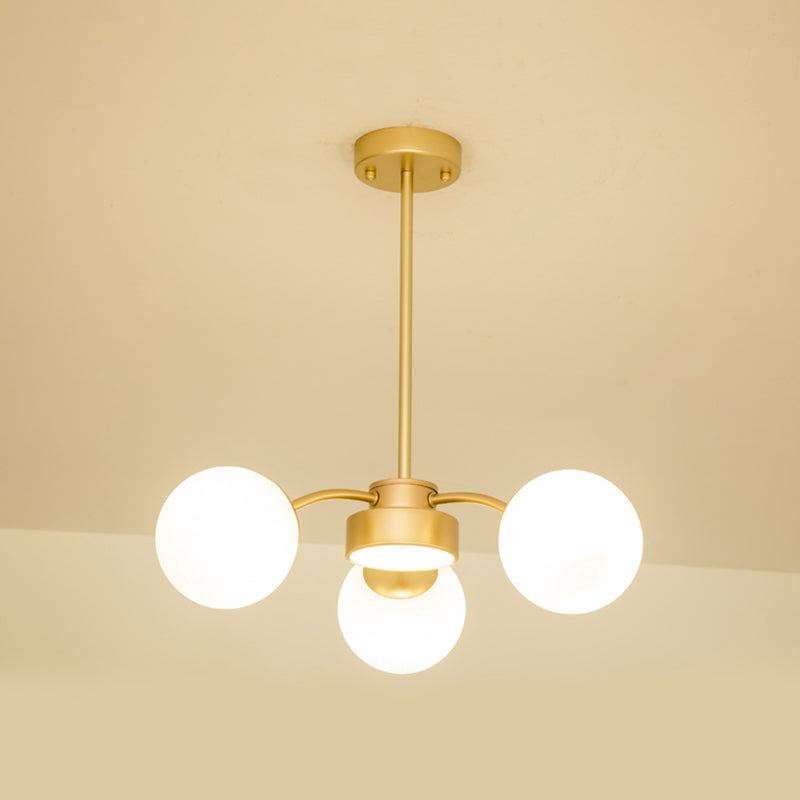 Nordic Spherical Pendant Light White Glass Hanging Light for Living Room