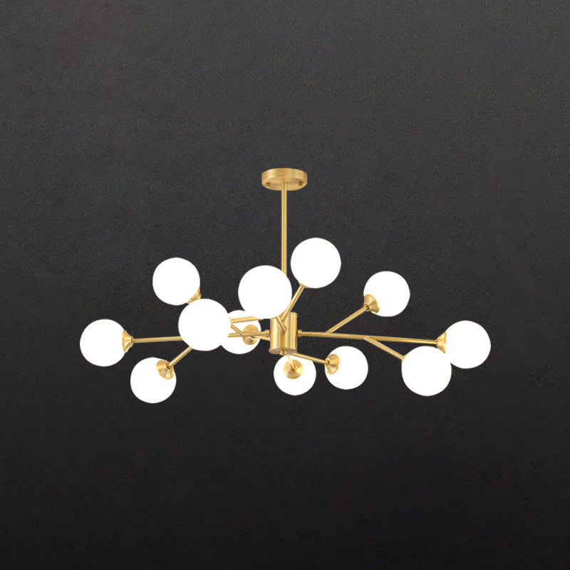 Glass Gold Chandelier in Modern Artistic Style Copper Globe Pendant Light for Interior Spaces