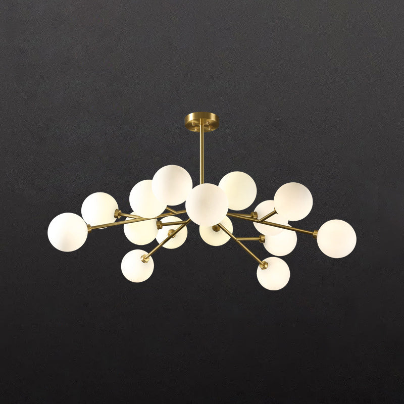 Glass Gold Chandelier in Modern Artistic Style Copper Globe Pendant Light for Interior Spaces