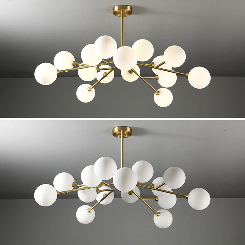 Glass Gold Chandelier in Modern Artistic Style Copper Globe Pendant Light for Interior Spaces