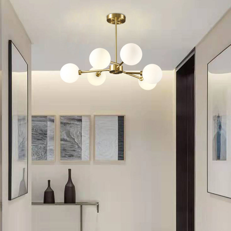 Glass Gold Chandelier in Modern Artistic Style Copper Globe Pendant Light for Interior Spaces