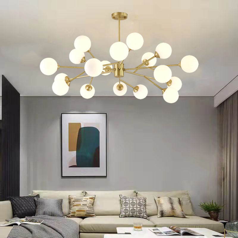 Glass Gold Chandelier in Modern Artistic Style Copper Globe Pendant Light for Interior Spaces