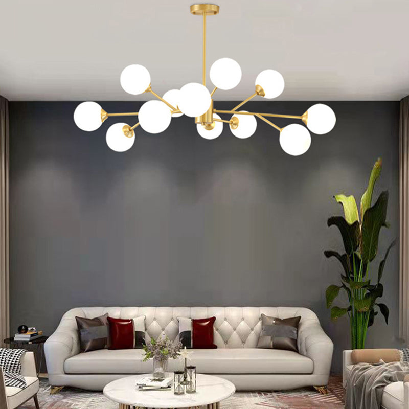 Glass Gold Chandelier in Modern Artistic Style Copper Globe Pendant Light for Interior Spaces