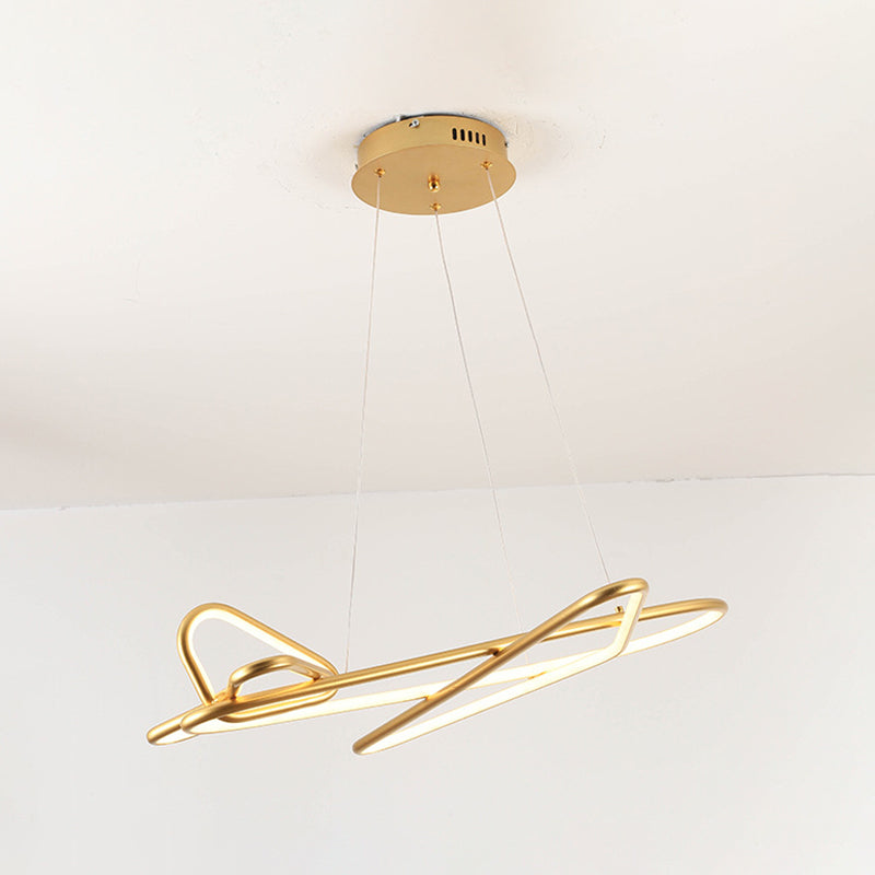 Modern Creative LED Pendant Light Lacquered Aluminium Linear Chandelier with Silicone Shade