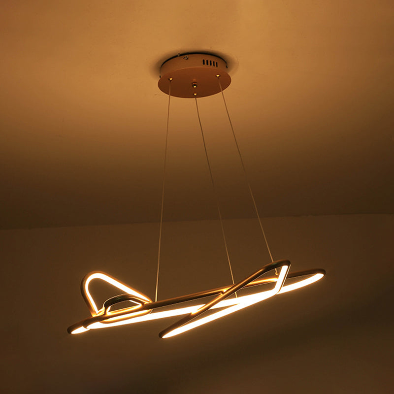 Modern Creative LED Pendant Light Lacquered Aluminium Linear Chandelier with Silicone Shade