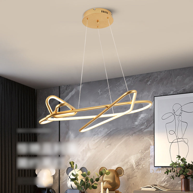 Modern Creative LED Pendant Light Lacquered Aluminium Linear Chandelier with Silicone Shade
