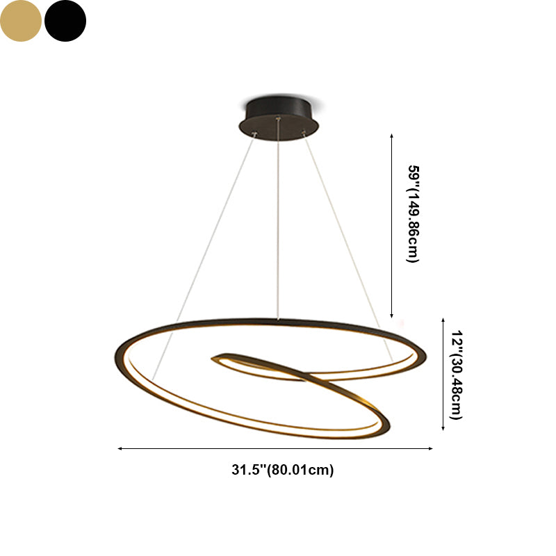 Silicone LED Pendant Light in Modern Artistic Style Aluminium Linear Chandelier for Interior Spaces