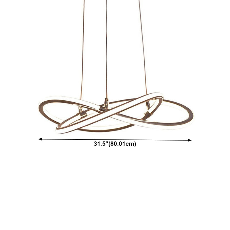 Modern Metal Sockets Chandelier Living Room Linear LED Hanging Pendant Lights