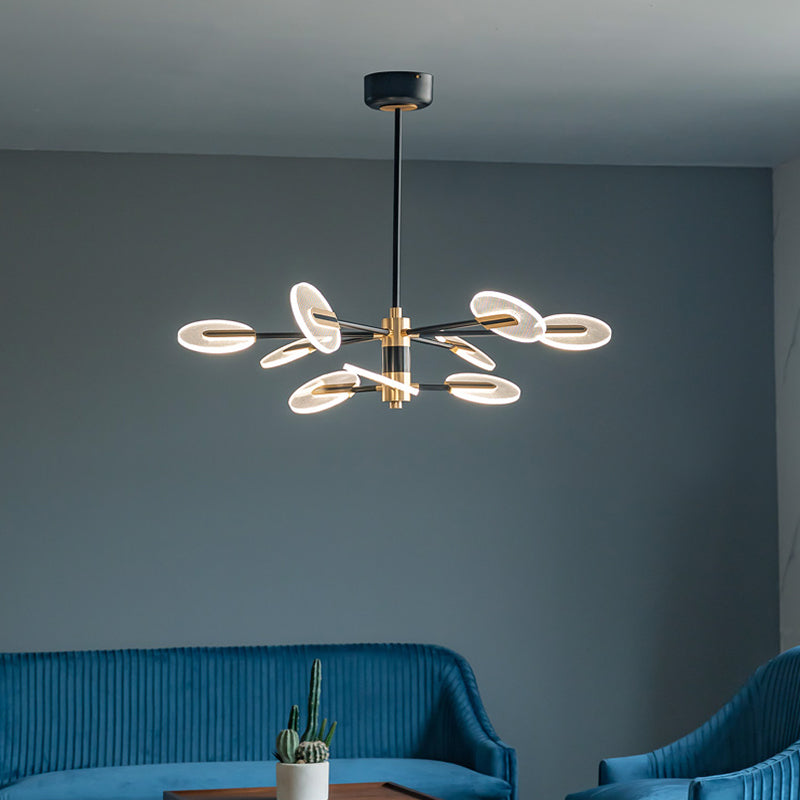 Black Acrylic Pendant Light Sputnik Modern LED Hanging Light for Living Room