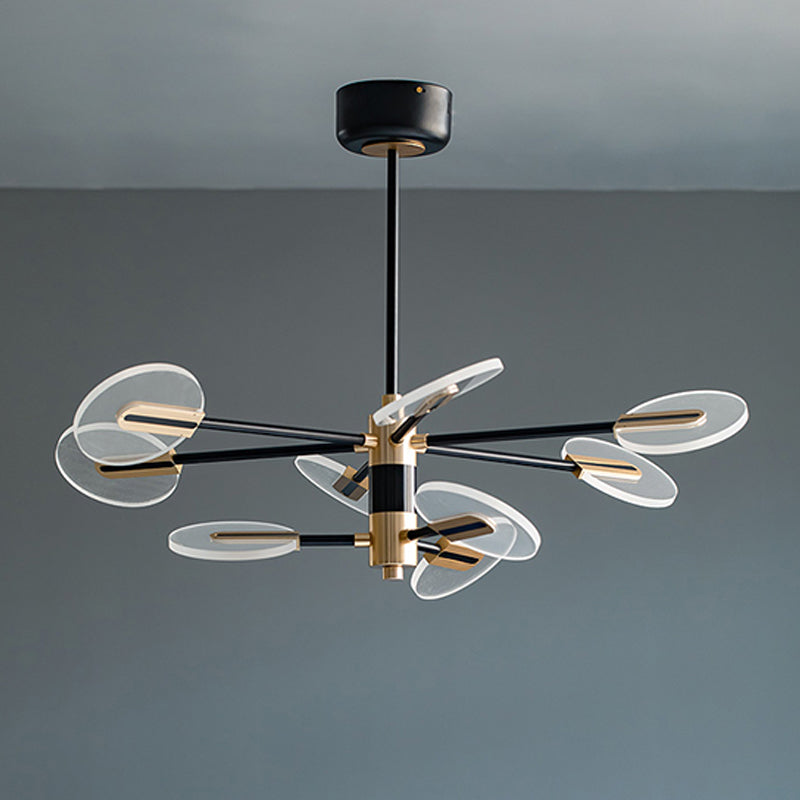 Black Acrylic Pendant Light Sputnik Modern LED Hanging Light for Living Room