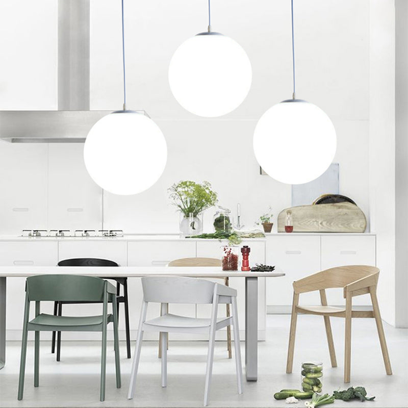 Lampe à suspension en verre blanc escaliers globaux pendentif pendentif avec 1 lumière