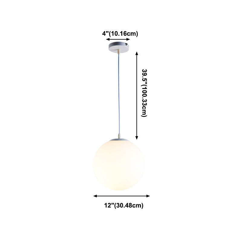 Lampe à suspension en verre blanc escaliers globaux pendentif pendentif avec 1 lumière
