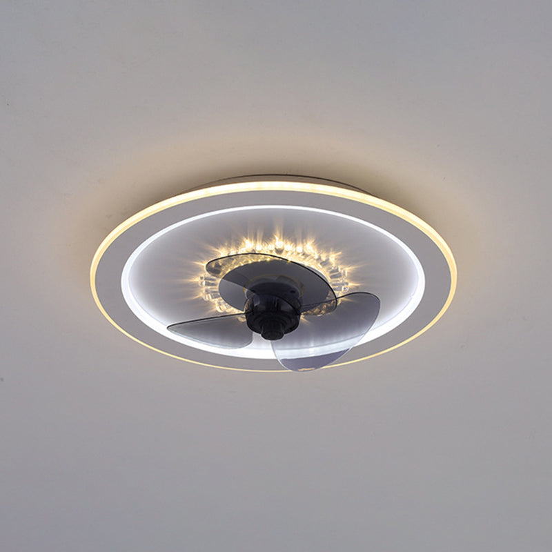 Moderne, prägnante LED -Deckenventilator Leichte Eisen -Geometrie -Deckenventilatoren mit Acrylschatten