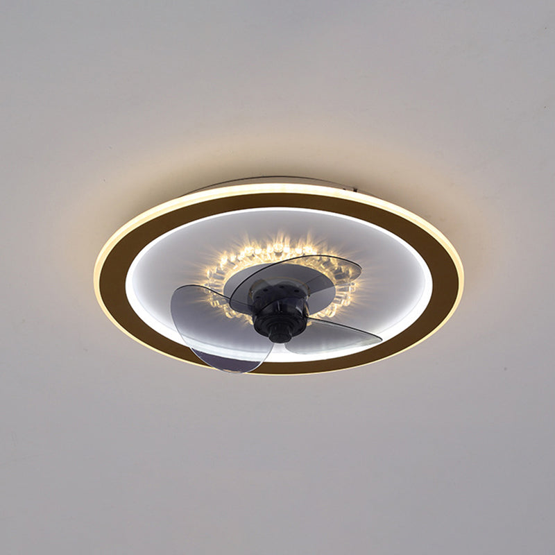 Moderne, prägnante LED -Deckenventilator Leichte Eisen -Geometrie -Deckenventilatoren mit Acrylschatten